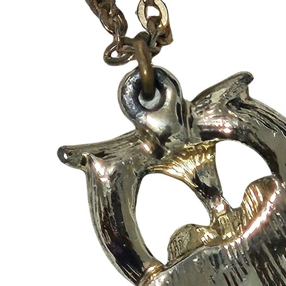 Cream Owl Enamel Coated Pendant on Gold Thin Light Weight Chain Link Necklace - Picture 5 of 5